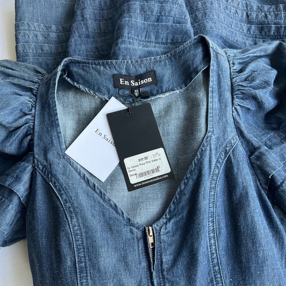 En Saison Pixie Mini Dress in Denim Size XS NWT - Picture 3 of 7
